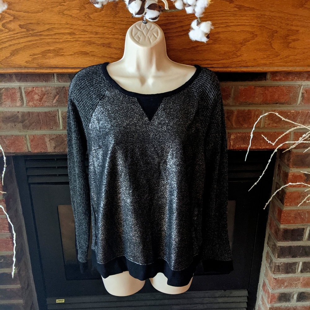 Apt 9 black and silver long sleeve sweater M